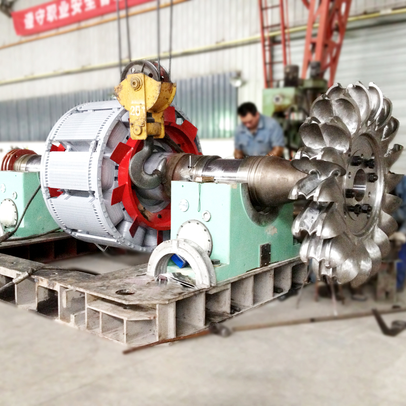 100kw-50mw Pelton Turbina Gerador Aço inoxidável Ferro fundido F Isolamento Ar/óleo Refrigerador 6-10kV Voltagem nominal