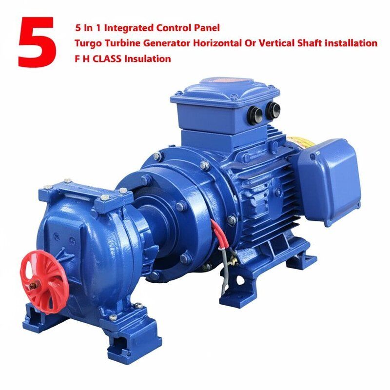 Gerador de Turbina Turgo com Painel de Controle Integrado 5 em 1 para Instalação de Eixo Horizontal ou Vertical e Isolamento CLASSE F F H