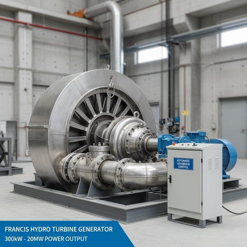 Gerador de turbina Francis com potência de 300 kW a 20 MW e controlo automático do governador para centrais hidrelétricas de 50 Hz ou 60 Hz