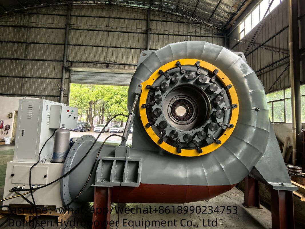 Fluxo de 3,21 a 14,9 M3s Capacidade de potência do gerador de turbina Francis 300KW a 8000KW Eficiência nominal de 90% a 96%