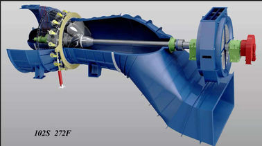 A energia hidráulica pôs a turbina tubular da água